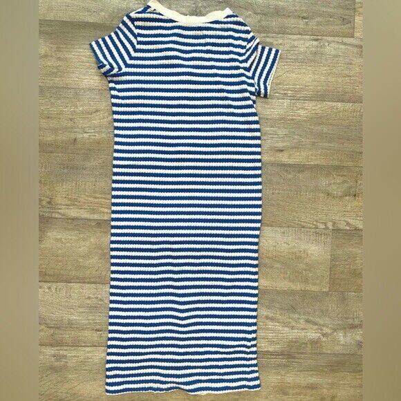 MANGO BLOGGER FAVE!!! Striped Knit Midi Dress NWT | Blue White Size 8 - Picture 16 of 16